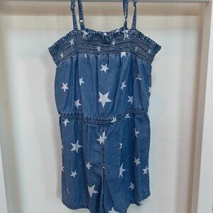 Old Navy Girls’ Chambray Star Romper – Size S (6–7) – Adjustable Straps